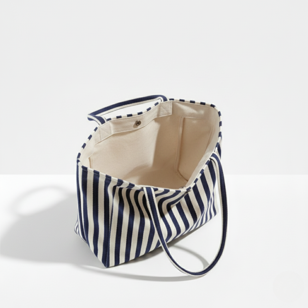 Iris Striped Canvas Tote