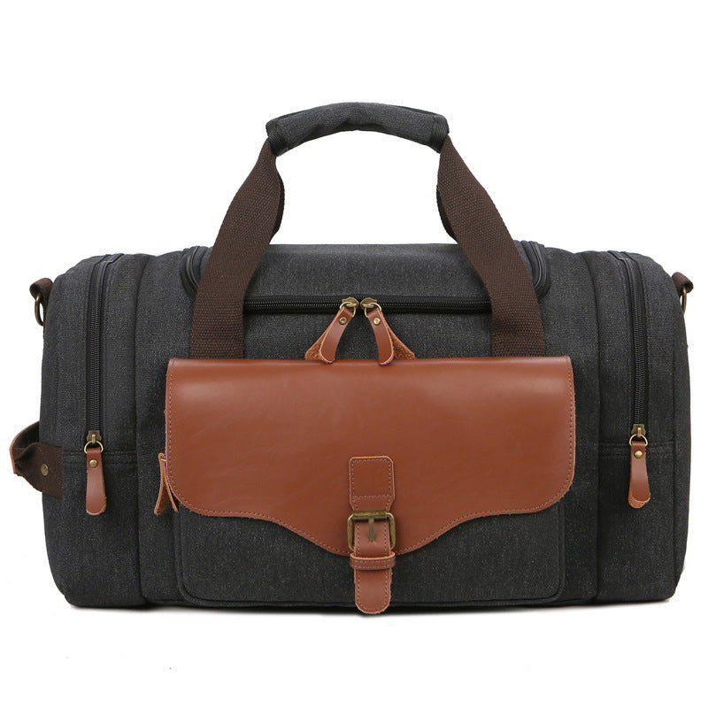 Multi-Compartment Leather Accent Duffle Bag