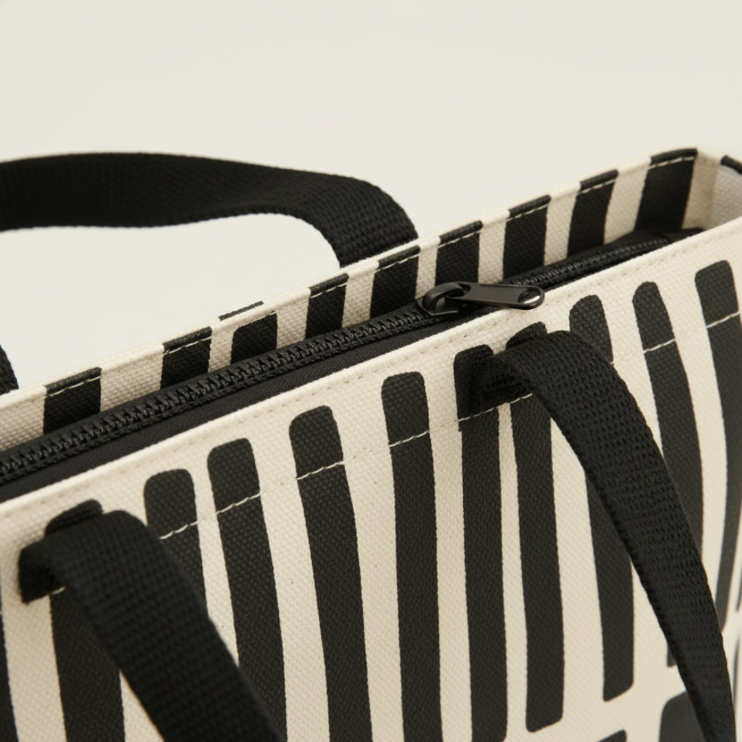 Striped Minimalist Canvas Tote