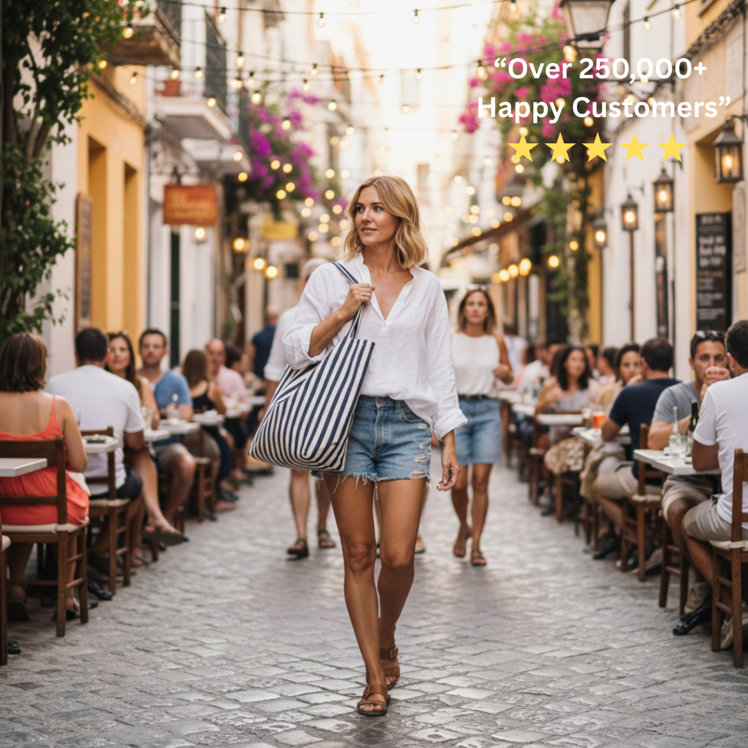 Iris Striped Canvas Tote