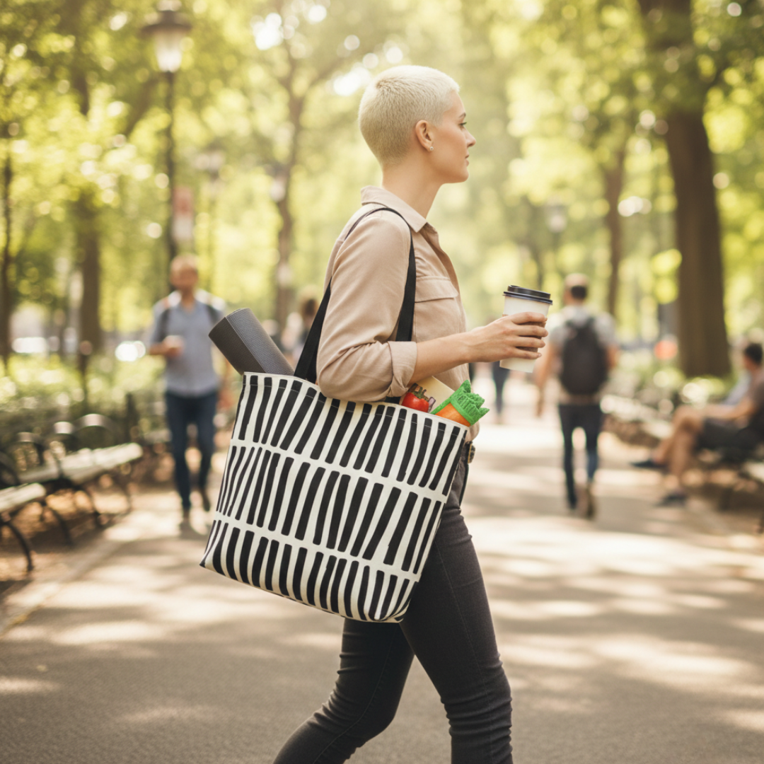 Striped Minimalist Canvas Tote