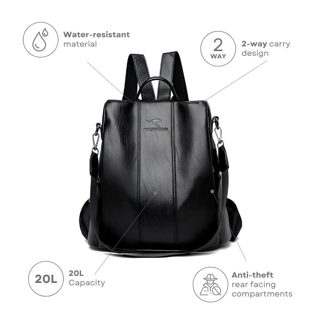 Leather anti theft backpack sale